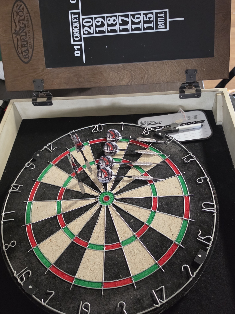 Dartboard Set with Case - Black, Red & Green